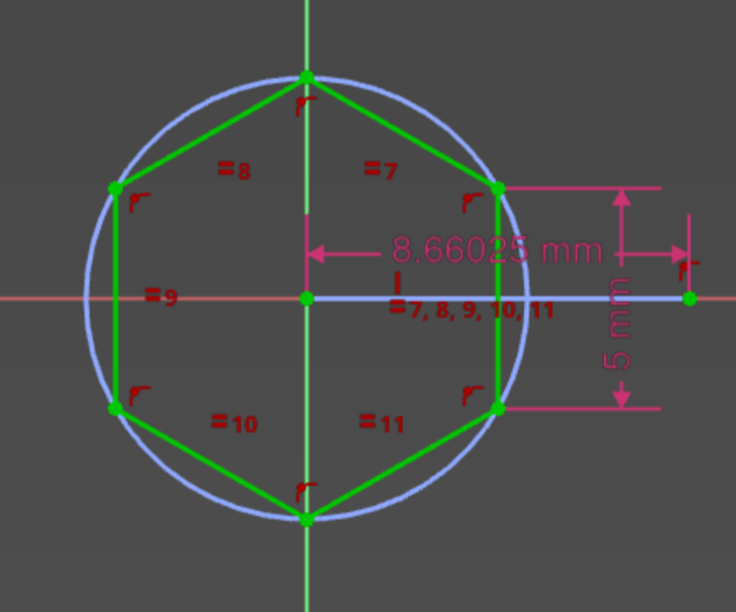Sketching an hexagon looking exactly like the first one.